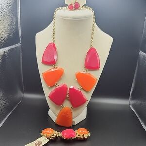 Bold Pink and Orange Necklace Set